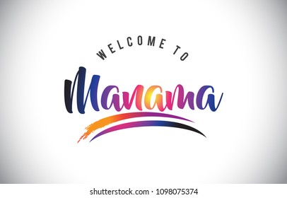 Manama Welcome To Message in Purple Vibrant Modern Colors Vector Illustration.