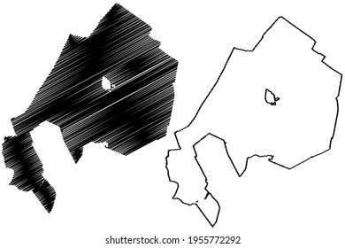 Manassas city County, Commonwealth of Virginia (Independent city, U.S. county, United States of America) map vector illustration, scribble sketch Manassas Junction map