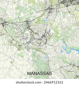 Manassas, Virginia, United States map poster art