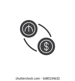 Manat and dollar exchange vector icon. filled flat sign for mobile concept and web design. US dollar with AZ manat currency glyph icon. Symbol, logo illustration. Vector graphics