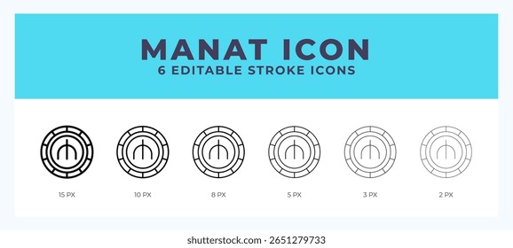 Manat icon. Regular line. Thin line. Bold line. Vector illustration.