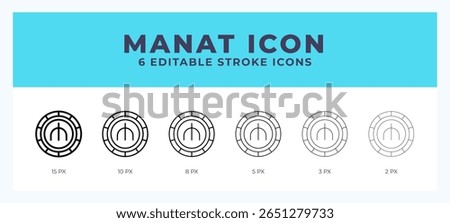 Manat icon. Regular line. Thin line. Bold line. Vector illustration.