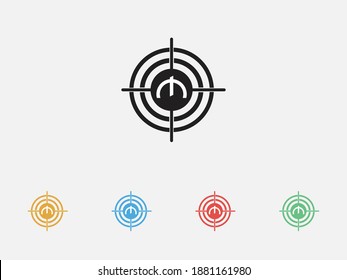 Manat in the target icon. Vector illustration icon. Simple icon. Investment target icon. Set of colorful flat design icons 