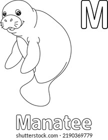 Manatee Alphabet ABC Coloring Page M