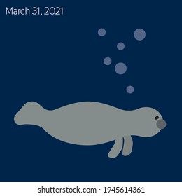 Manatee Apreciation Day Vector Illustration