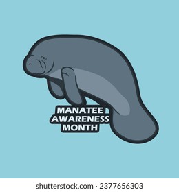 manatee awareness month vector image illustration svg