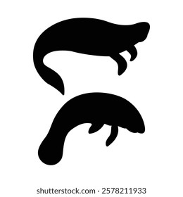 Manatee black and white flat vector icon and symbol design