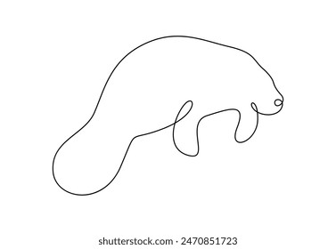 Manatee continuous one line drawing vector illustration 