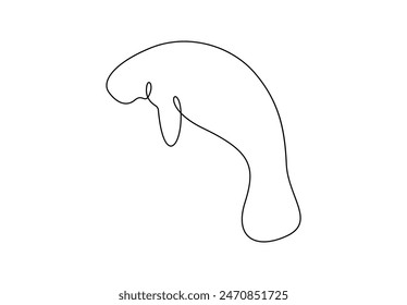 Manatee continuous one line drawing vector illustration 