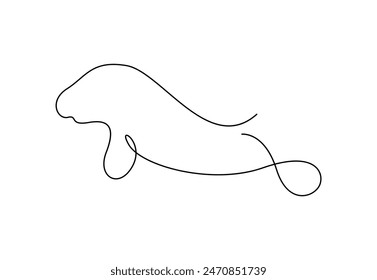 Manatee continuous one line drawing vector illustration 