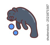 Manatee Filled Icons , Vector illustration