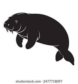 Manatee outline and symbols. Dark level variety basic exquisite white foundation Manatee animal vector and silhouette icon.