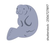 manatee sea animal cartoon isolated