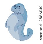 manatee sea animal cartoon isolated