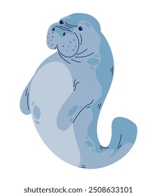 manatee sea animal cartoon isolated