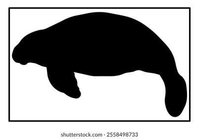 Manatee Silhouette, Animal Icons, Sea life, Ocean