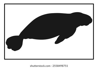 Manatee Silhouette, Animal Icons, Sea life, Ocean