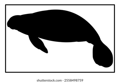 Manatee Silhouette, Animal Icons, Sea life, Ocean