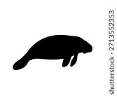 Manatee silhouette icon vector flat design.