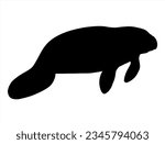 Manatee silhouette vector art, Sea life