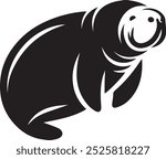 Manatee silhouette in a vector art style, on a white background