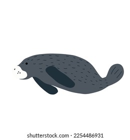Manatees. Scandinavian style under sea. Save the manatee concept. Character design. Vector illustrations isolated on white background.