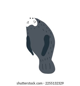 Manatees. Scandinavian style under sea. Save the manatee concept. Character design. Vector illustrations isolated on white background.