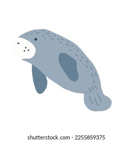 Manatees. Scandinavian style under sea. Save the manatee concept. Character design. Vector illustrations isolated on white background.