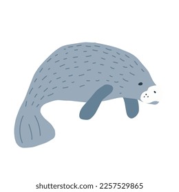 Manatees. Scandinavian style under sea. Save the manatee concept. Character design. Vector illustrations isolated on white background.