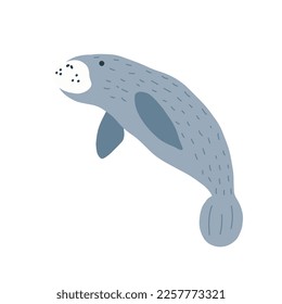 Manatees. Scandinavian style under sea. Save the manatee concept. Character design. Vector illustrations isolated on white background.