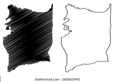 Manati municipality (Commonwealth of Puerto Rico, Porto Rico, PR, Unincorporated territories of the United States) map vector illustration, scribble sketch Manati map