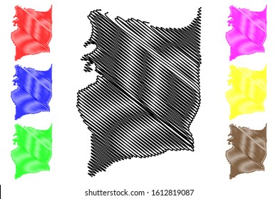 Manati municipality (Commonwealth of Puerto Rico, Porto Rico, PR, Unincorporated territories of the United States) map vector illustration, scribble sketch Manati map