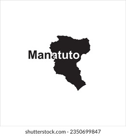 Manatuto map and black lettering design on white background