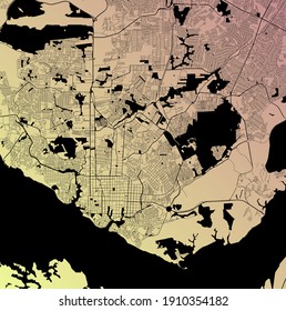 Manaus, Amazonas, Brazil (BRA) - Urban vector city map with parks, rail and roads, highways, minimalist town plan design poster, city center, downtown, transit network, gradient blueprint