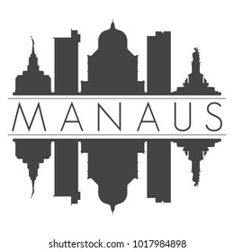 Manaus Brazil Skyline Vector Art Mirror Silhouette 
