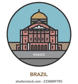 Manaus. Cities and towns in Brazil. Flat landmark