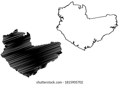 Manaus City (Federative Republic of Brazil, Amazonas State) map vector illustration, scribble sketch City of Manaus map