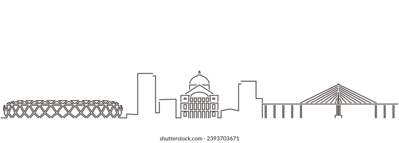 Manaus Dark Line Simple Minimalist Skyline With White Background