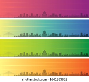 Manaus Multiple Color Gradient Skyline Banner