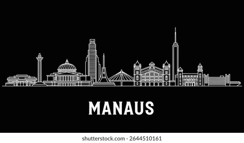 Manaus Skyline Brazil Vector Cityscape Silhouette.