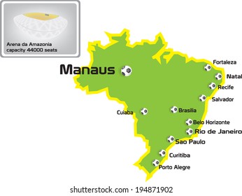 Manaus stadium with map location