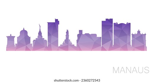 Manaus, State of Amazonas, Brazil Low Poly Skyline Clip Art City Design. Geometric Polygon Graphic Horizon Icon. Vector Illustration Symbol.