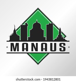 Manaus, State of Amazonas, Brazil Skyline Logo. Adventure Landscape Design Vector City Illustration Vector illustration.