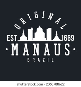 Manaus, State of Amazonas, Brazil Skyline Original. A Logotype Sports College and University Style. Illustration Design Vector City.