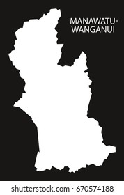 Manawatu Wanganui New Zealand map black inverted silhouette illustration