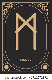Manaz runa. Modesty. Vector illustration.