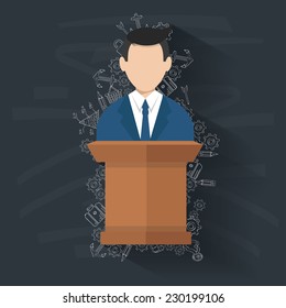 Man,Business on blackboard background,vector