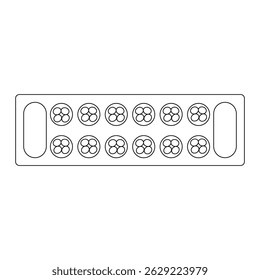 Mancala Traditional Board Game Outline Icon Illustration on White Background