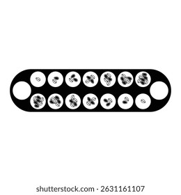 Mancala Traditional Board Game Silhouette. Black and White Icon Design Elements on Isolated White Background