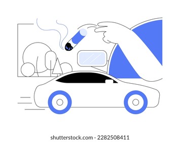 Man-caused wildfires abstract concept vector illustration. Man throws out a cigarette in the forest, ecology industry problems, environmental pollution caused by people abstract metaphor.